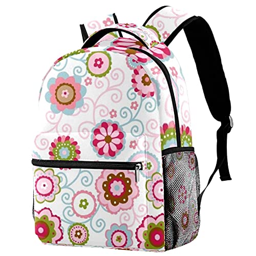 Sac à dos fleurs et serpent multicolore avec poches pour filles et garçons