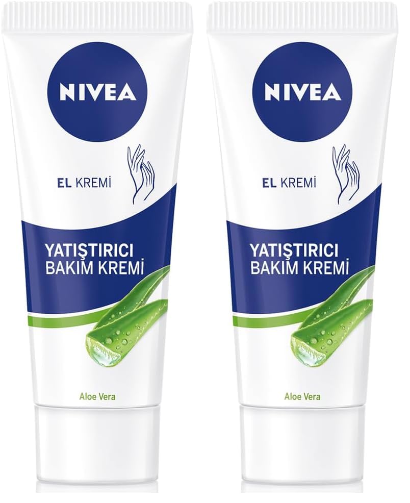 NIVEA Yatıştırıcı El Kremi 75 ml, Aloe Vera, Jojoba Yağı, Kuru Ciltler için, Nemlendirici El Kremi 2li paket