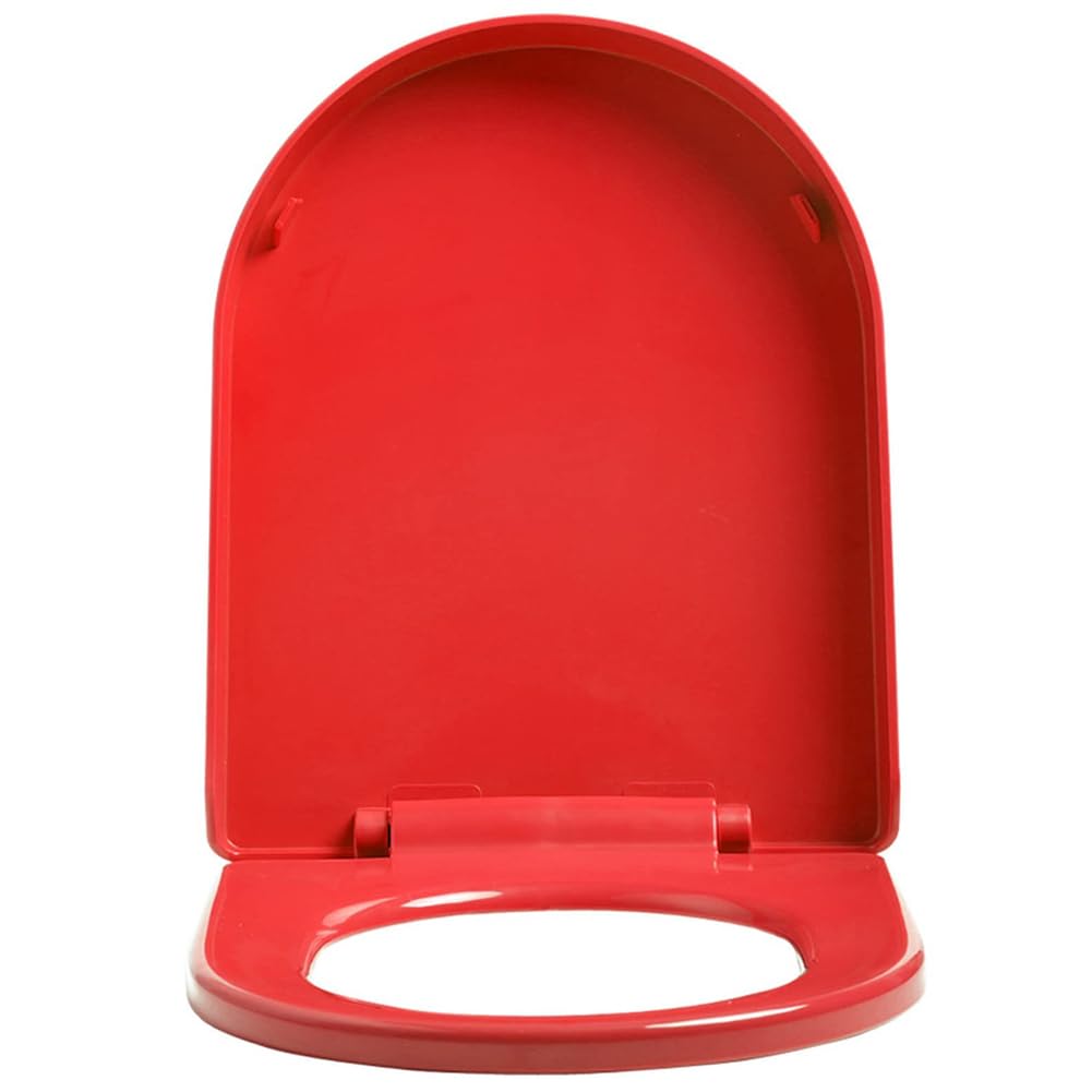 Ldhsjh Red Elongated U U Shaped Toilet Seat, Quiet Closing, Durable Material, Easy Install, Adjustable, Lightweight, Portable, User-Friendly, Compact, Slow, Close