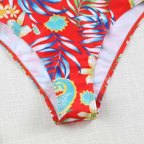 Bikini tendance chic rouge pastèque en maille côtelée douce S