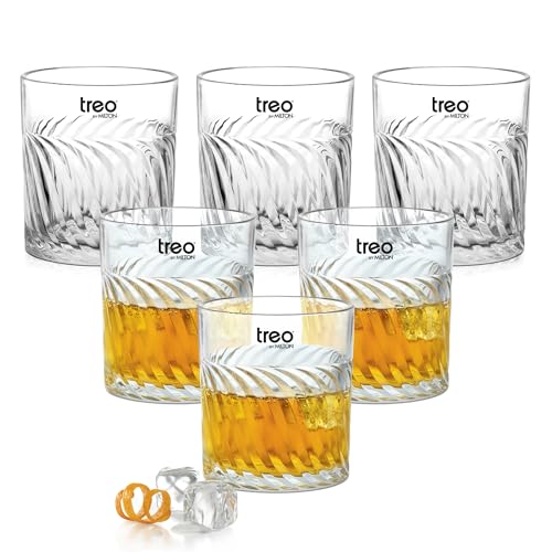 Image of Treo by Milton Tide Whiskey Glass Set of 6 I Premium Glass Tumbler for Bourbon, Scotch & Cocktails I 340 ml