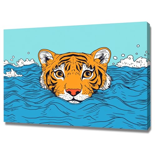 Toile murale tigre pour raviver un mur blanc et terne de salon