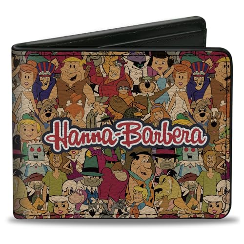 Buckle-Down Hanna Barbera Wallet, Bifold, Hanna Barbera Title Logo Mutli Show Characters Stacked, Vegan Leather