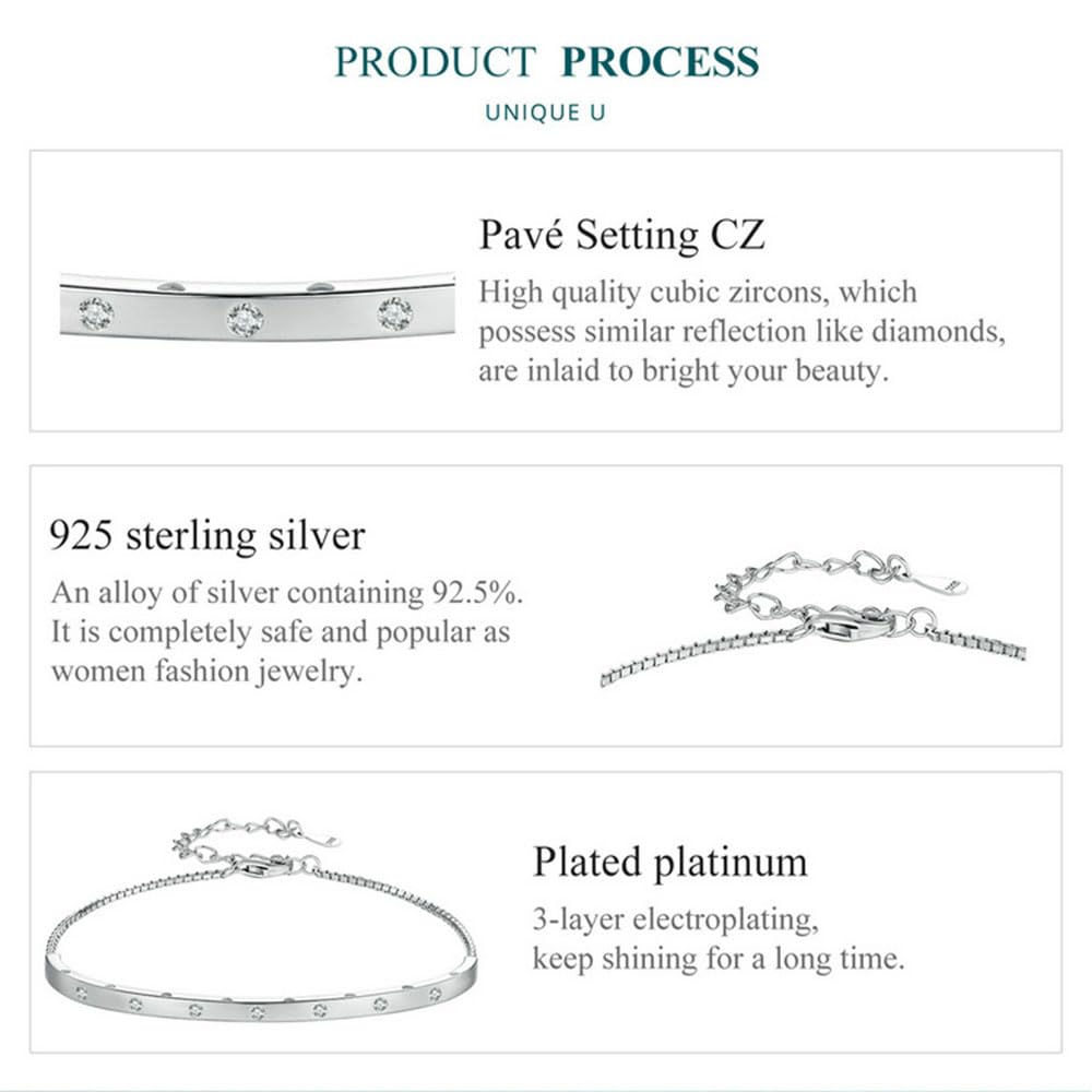 WZGWDC Pulsera de Plata de Ley 925 con Barra con tu Nombre - Pulsera con Barra Plateada de Regalo Personalizada