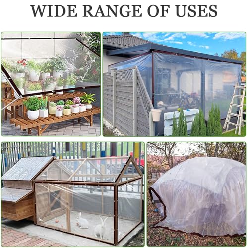 Bâche transparente avec oeillets PE imperméable pour terrasse et jardin - 8
