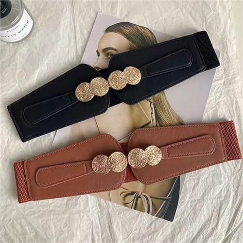 Women's Decorative Belt Coat Belt Women Elastic Waistband Wide Waistband Decorative Versatile Belt Skirt Accessory(Black)3