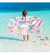 WERNNSAI Unicorn Kids Beach Towel for Girls - 30” x 60” Unicorn Sand Free Swim Towels for Girls B...