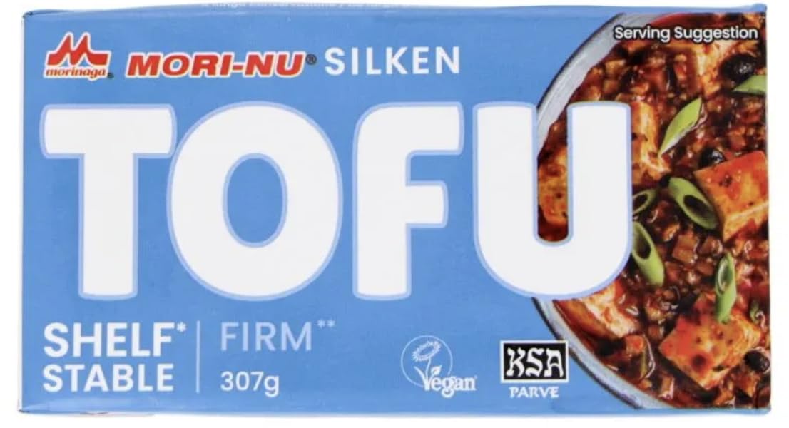 Tofu sedoso firme: Tofu asiático japonés, textura suave y firme ideal para platos salados o dulces. Compatible con Mori-Nu Morinaga 307g