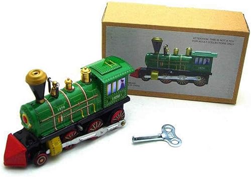 Miniatura 6 de Charmgle Juguete retro de cuerda para arriba, decoración del hogar, colección para adultos, juguete clásico de tren verde, juguete de primavera