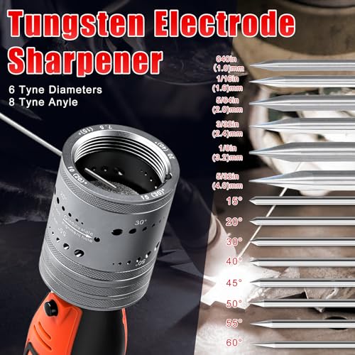 Elektrodenschleifer für WIG Schweißen, 6 Größen, 8 Winkel, WIG-Schweißrotationswerkzeug mit flachem Schleifblock Abtrennschlitz, 10 scheiben, 3 CNC-Dorne