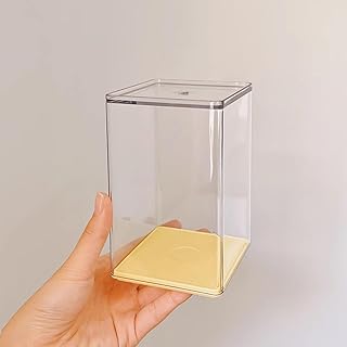 Clear Acrylic Display Case Stand with Solid Base, Rectangular Dustproof Display Cabinet for Collectibles Memorabilia Figurines (3.1×3.1×5.1 Inches)