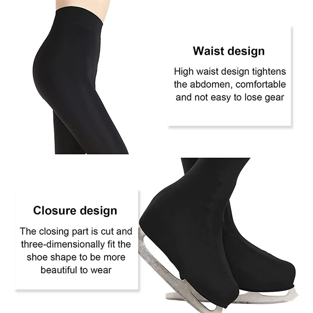 Generico Collant da Pattinaggio Artistico Leggings Termici con Fibbia Adatti per Ragazze E Donne(Size:S,Color:Nero)
