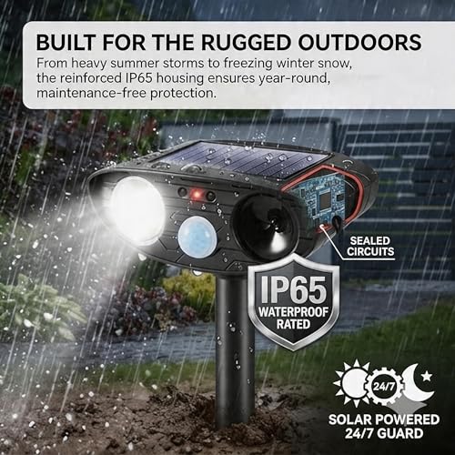 image for JahyElec 2026 4Pack Sonic Fortress Pro Deer Repellent Outdoor Solar Ul