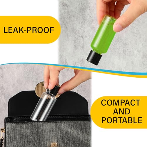 150 Pcs 1oz Travel Bottles Bulk for Toiletries Clear Small Travel Size Bottles Bulk Refillable Empty Containers for Shampoo Lotion Liquid Body Soap Cream Toiletries(Black Cap)4