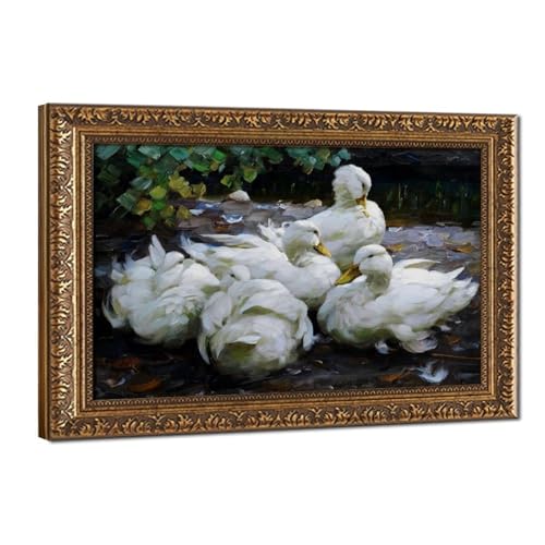 Affiche canards blancs Koester pour un salon style maison de campagne