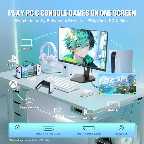 undefined SANSUI 27 inch WQHD 200Hz 180Hz Gaming Monitor 2560×1440P-AMD FreeSync 1ms DCI-P3 95% Fast IPS Computer Monitor,Height Adjustable Vertical/Horizontal Rotating, 2×DisplayPort/HDMI 丨HDR丨Low Motion Blur の商品画像 3