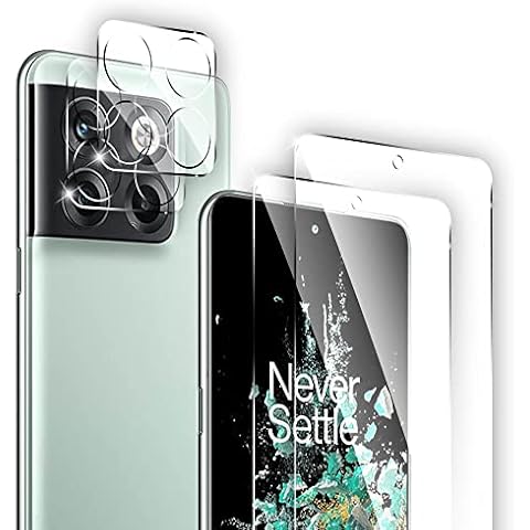 Cizerin 4 Pack Screen Protector for OnePlus 10T 5G - 2 Pack Tempered Glass Screen Protector and 2 Pack Camera Lens Protector - Shatter Proof- HD Clarity Cover
