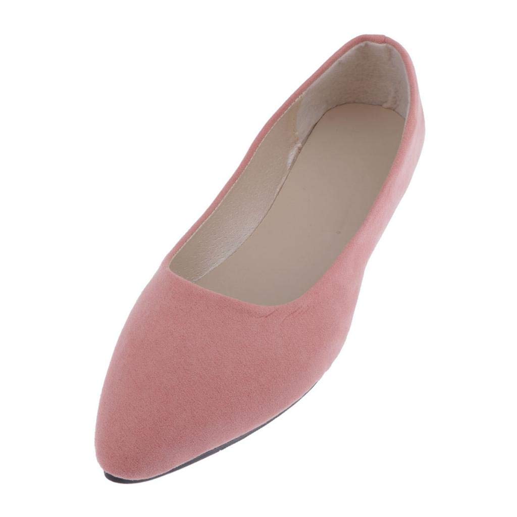 LOSA Women Casual Shallow Mouth Shoe Pointed Toe Shoe Working Flat Shoes Pink 37-image-25