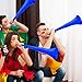 Honoson 8 Pieces Collapsible Vuvuzela Stadium Horn Plastic Blue Cheer Blow Horns Soccer Trumpet Noisemakers Loud Sound for Sporting Events Football Graduation Games School Party Supplies