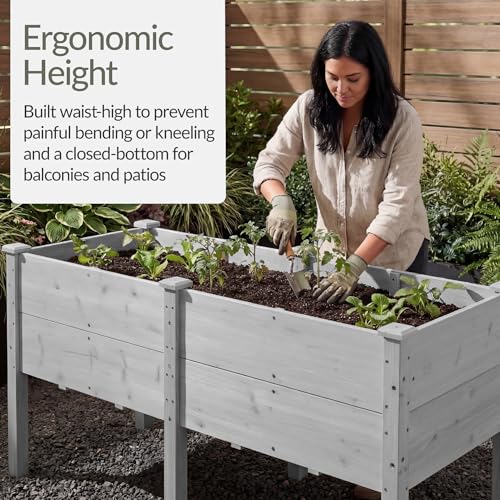 Image of Best Choice Products 72 inch x 24 inch x 30 inch Raised Garden Bed with Extra Deep 16 inch Depth, Elevated Wood Planter Box Stand for Backyard, Patio, Balcony, Natural Fir Wood - Gray