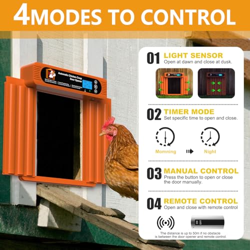 Porta automática de galinheiro alimentada por energia solar, tela LCD, design anti-beliscão, porta d