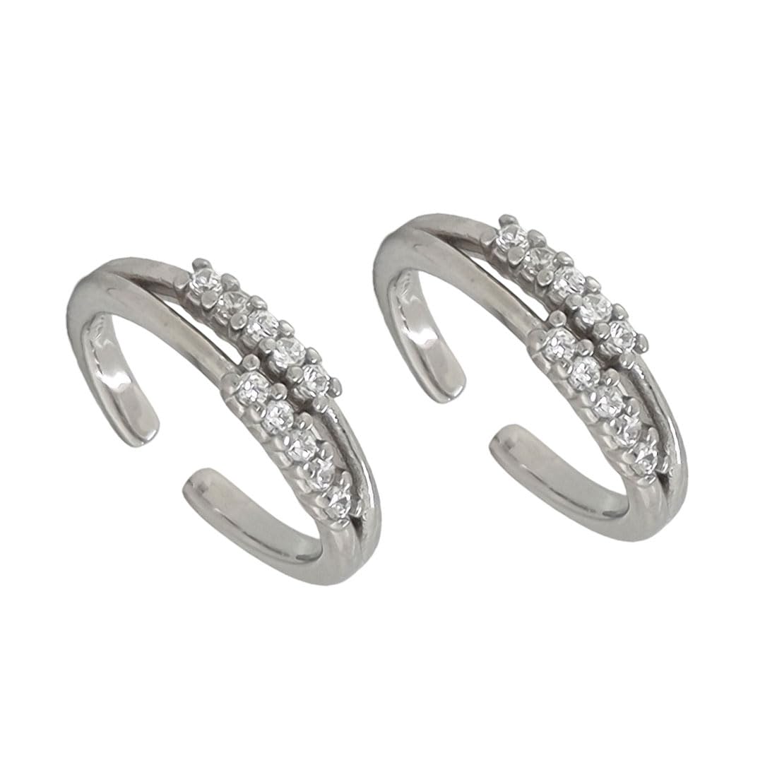 sahiba gems 925 Sterling Silver Designer Cz Toe Rings/Chandi Bichiya ~ Pack in 2 Pieces-picture-18