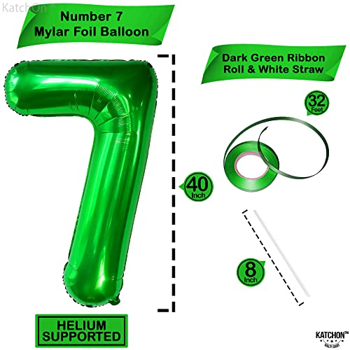Image of KatchOn Dark Green Number 7 Balloon 40 Inch, 7th Birthday Balloon | Happy Birthday Decorations, Seven Balloons Number For 7th Anniversary Decorations