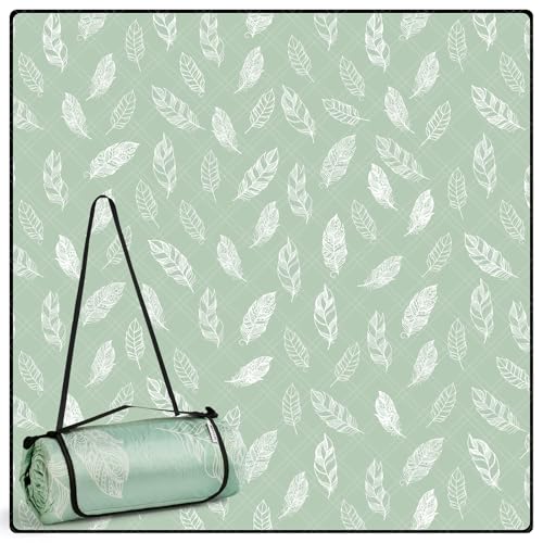 DEWUR Picknickdecke wasserdicht waschbar Stranddecke Sandfrei XXL Campingdecke Strandmatte isoliert mit wasserdichter Unterseite (Grün 200 x 200 cm)