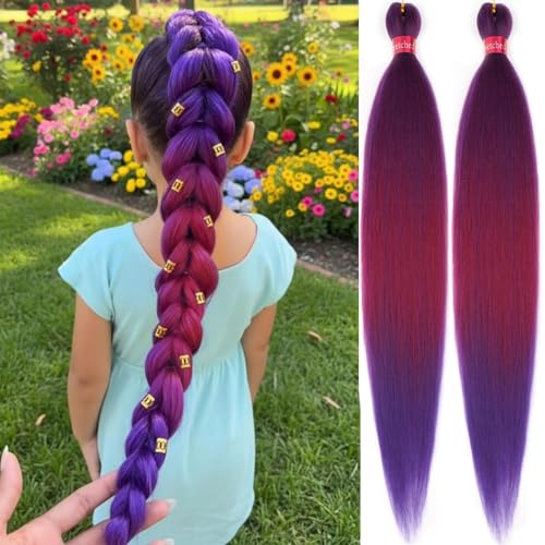 Ombre Purple-Rose Pre-Stretched Braiding Hair 30
