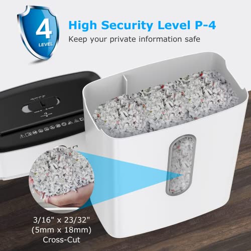 Bonsen White Paper Shredder For Home Office, 8-Sheet Cross-Cut Paper And Credit Card Small Office Shredders, High Security Level P-4 Ultra Quiet Shredder With 4 Gallons Wastebasket (S3101-W) #TOP2