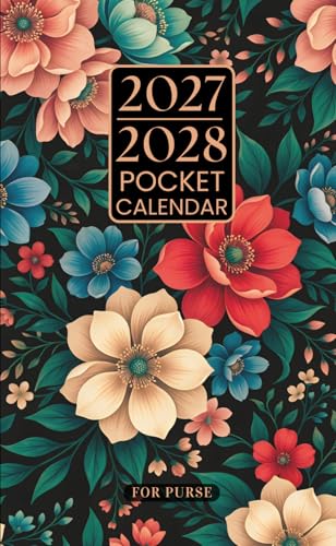 Pocket Calendar 2027-2028 for Purse: Small 2-Year Monthly Planner from January 2027 to December 2028 with Holidays | Floral Cover