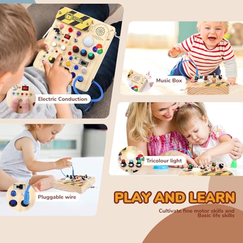 Sumsoltic Busy Board,Montessori Toys for 1-3 Year Old Boys & Girls,Travel Educational Learning Activities for Toddlers,Sensory Toy for Kids with Autism (Busy Board v5) - Thumbnail 3