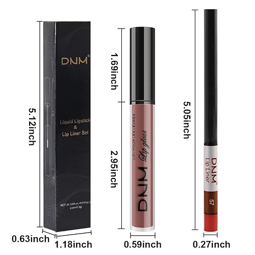 Miniatura 6 de AMY'S DIARY Juego de 2 delineadores de labios y lápiz labial color marrón palisandro mate, brillo de labios verde, lápiz labial líquido mate, 24