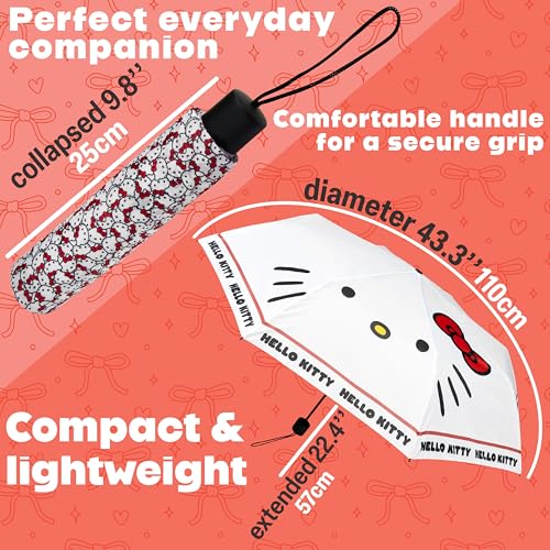Image of Get Trend Super Mario One Piece Hello Kitty Kids Windproof Travel Umbrella | Strong Folding Compact Umbrellas for Rain, Lightweight, Portable Kids Travel Essentials, Fits Backpack & Car, Gifts for Boys