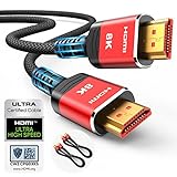 8K HDMI Cable 2.1 2-Pack 6.6FT/2M, Highwings Certified 48Gbps Slim HDMI Cables, High Speed Braided HDMI Cord (10K 8K@60Hz, 4K@120Hz) HDCP 2.2&2.3, eARC,HDR10, Compatible Apple TV/Samsung TV/PS4/Laptop