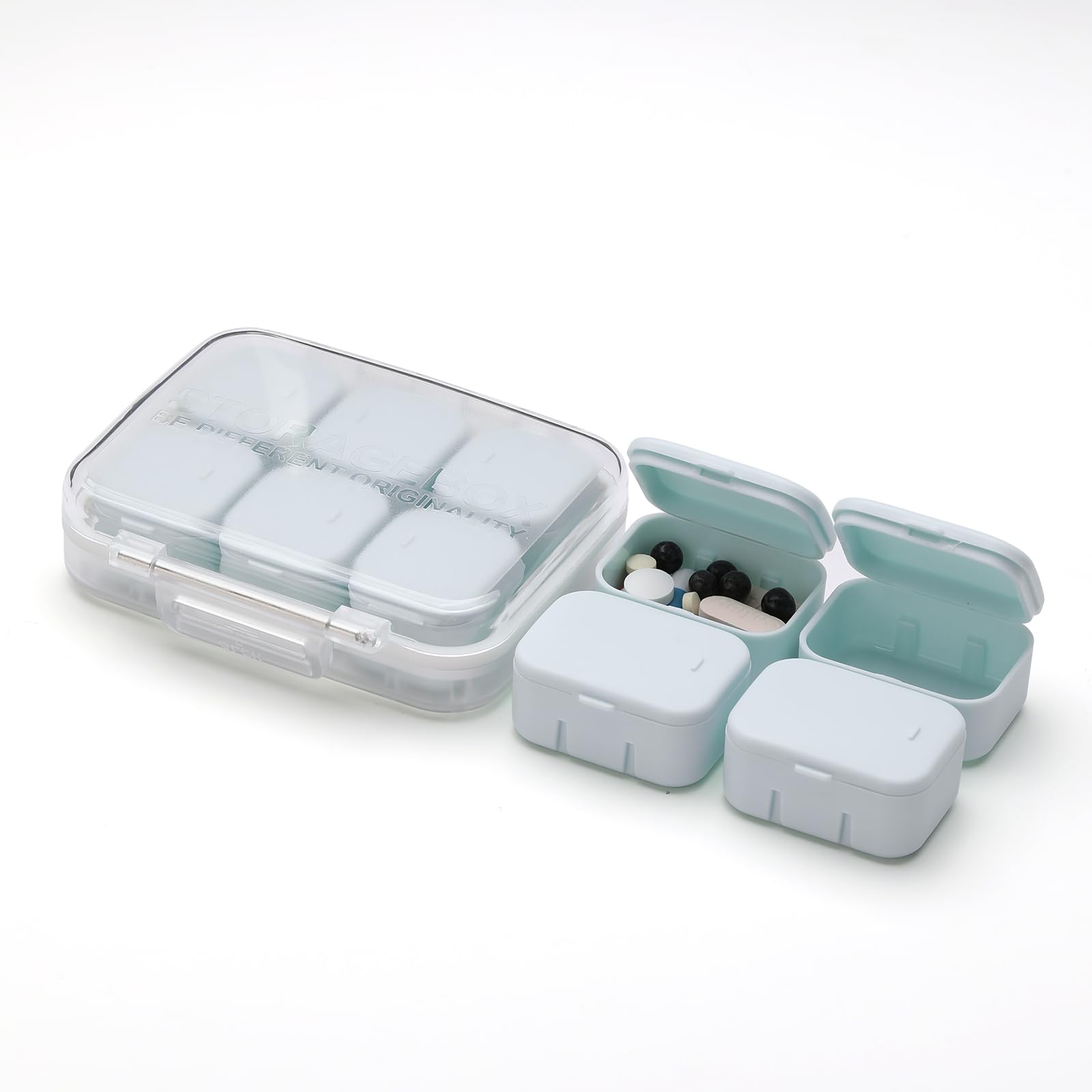 RICHCEE Organizador diario de píldoras de 10 compartimentos para bolso de bolsillo, píldoras portátiles diarias, aceite de pescado/vitaminas/caja de suplementos (azul)