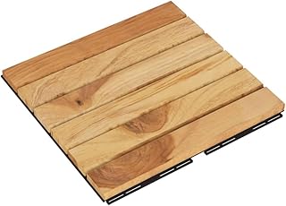 vidaXL 10 pcs Solid Teak Wood Decking Tiles - Durable 11.8"x11.8" Interlocking Squares for Outdoor/Indoor, Easy Installation and Maintenance, Brown