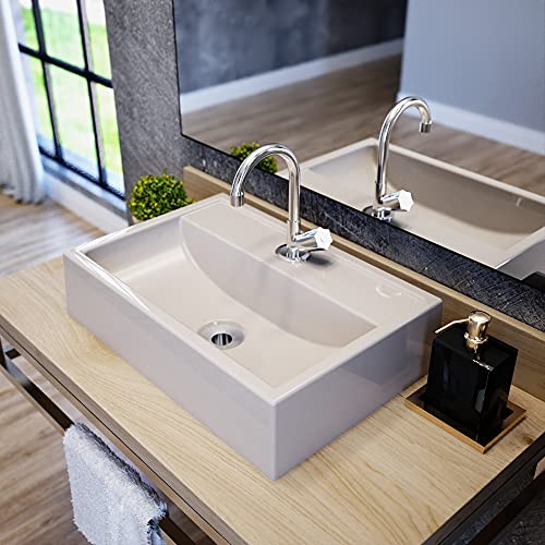 Kit Cuba Q45 C/Torneira C50 e Válvula 1'' ABS + Sifão Pvc + Flexível, Compace, Bege