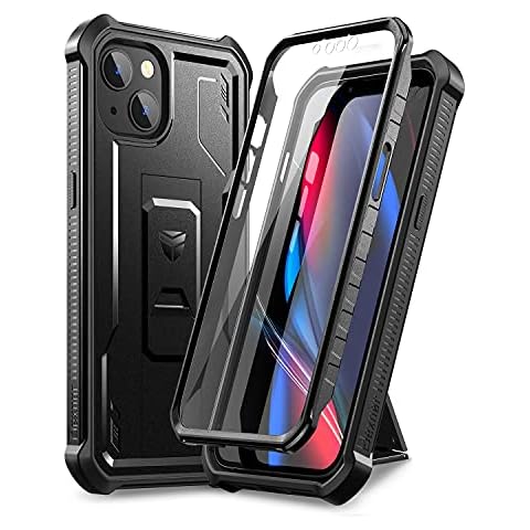 Dexnor for Apple iPhone 13 Case, [Built in Screen Protector and Kickstand] Heavy Duty Military Grade Protection Shockproof Protective Cover for Apple iPhone 13 - Black Cover