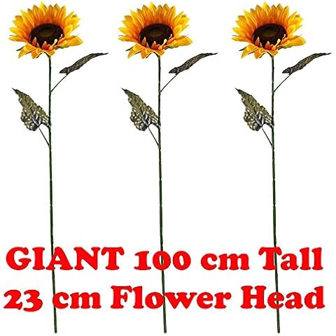 3 x 100 cm GIANT SINGLE ARTIFICIAL SUNFLOWER Cover