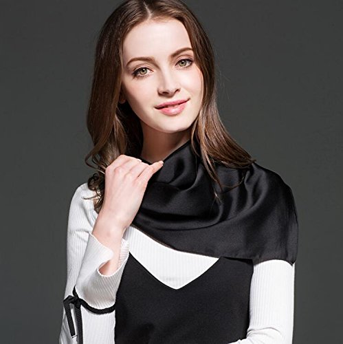 LMVERNA Square Satin Scarf for Women Polka Dot Ribbon Scarves 27 by 27 Inch3