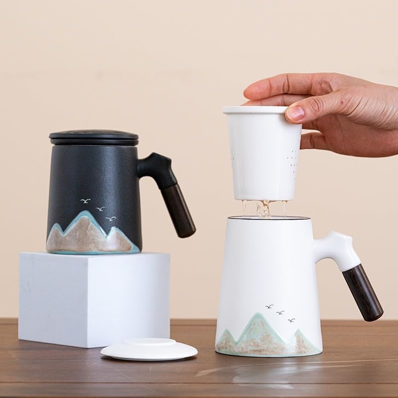 GSOUL Kungfu Tea cup Qianli Jiangshan Cultural And Creative Gifts Tea And Water Separation Office Brewing Cups Small Tea Cups