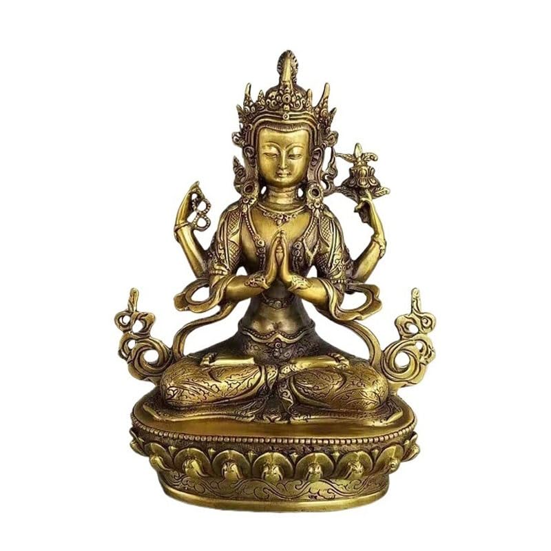 Estatua de Buda Adornos Zen Guanyin Decoración for el hogar Artesanías de Cobre Esculturas Decorativas Feng Shui for la Oficina Estatua de Buda al Aire Libre