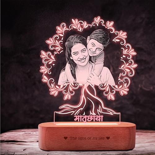 Image of ZOCI VOCI Matruchaya - Mother's Love in Light | Engraved Acrylic Lamp | Gift for Mom (RGB Smooth - (No Remote), B&W - Engraving)