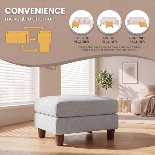 Homall Modular Sectional Sofa Couch, Convertible L-Shaped Sectional Sofas with Ottoman, Compact Couch for Small Apartments, Living Room and Office (Linen-Like, Light Grey) by Homall - Image 7