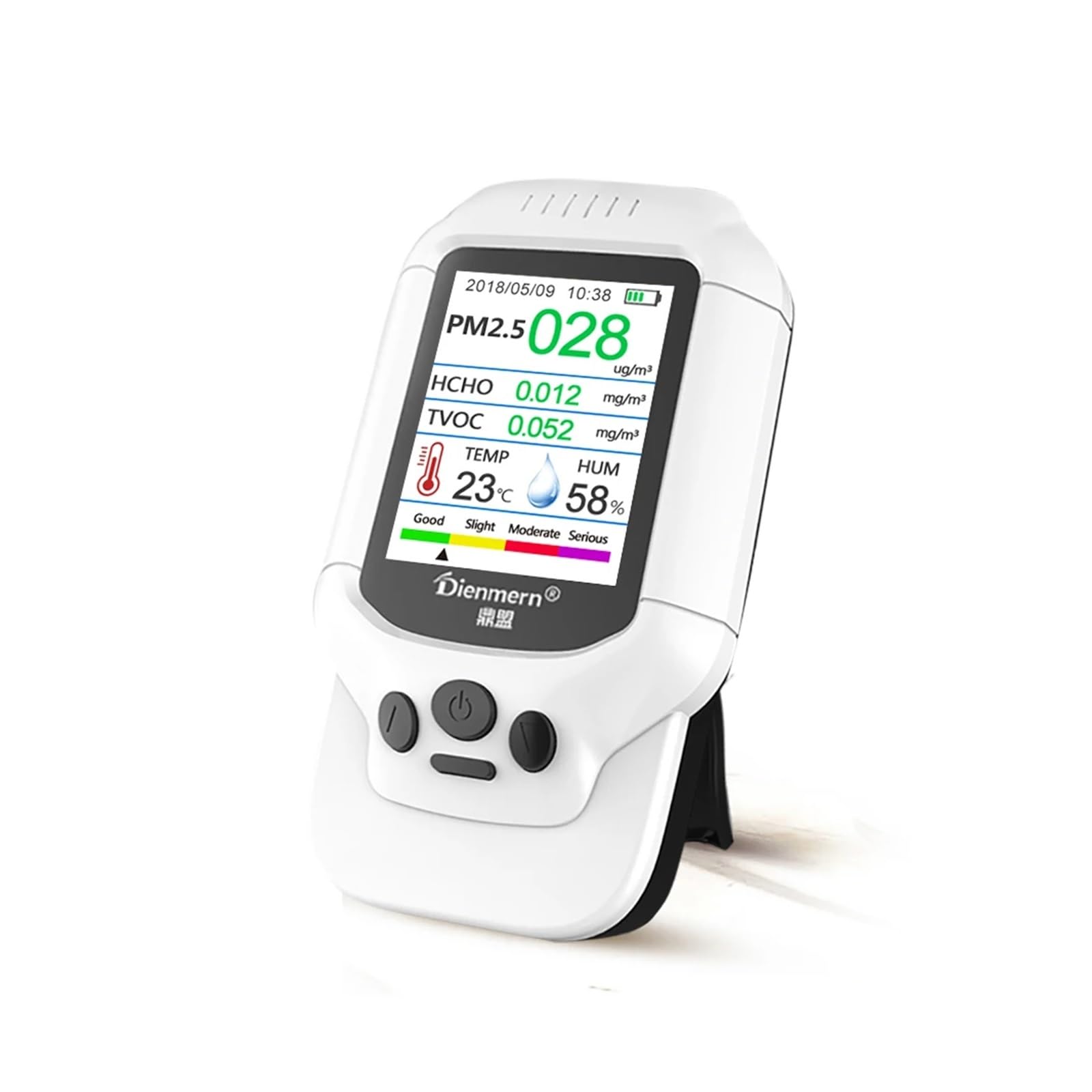 Slzjwlppa White 8 In 1 Handheld Pm2.5 Detector Air Monitor Formaldehyde (Hcho) Gas Analyzer Temperature And Humidity Quick Detection(White)