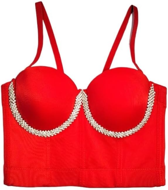 Vest-Style Rhinestone Bra, Comfortable Body Shaping, Gathered Chest Support, Breathable Bra for Outer Wear