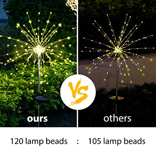 Solar Garden Firework Lights Outdoor Waterproof 4 Pack Solar Powered Art Stake Twinkle Lighting For Outside Decor, 120 Led Sparklers String Lights For Yard Pathway Patio Party Decorations (Warm White) #TOP4