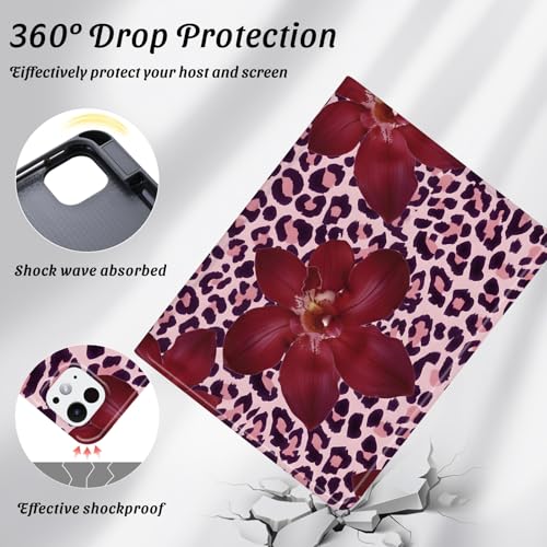 Funda iPad Pro M4 2024 13 pulgadas con soporte lápiz leopardo rosa 6