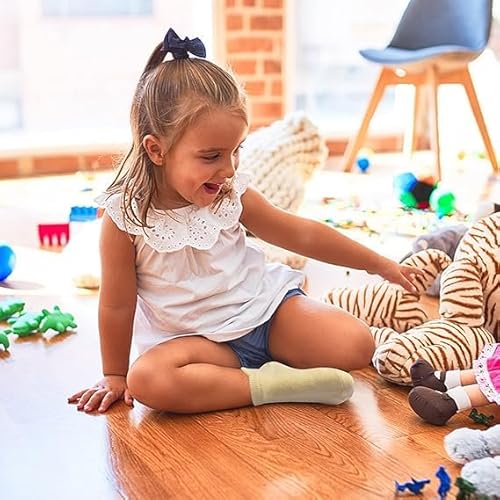 LuminLi 6 Pack Non Slip Kids Toddler Baby Socks with Grips 1-7 Years Boys Girls Cotton Ankle Socks Multi Colors (Group C colors, 1-3 Years)